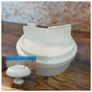 Tupperware Vintage Pedestal Cake Stand and Round Storage Container Almond Cream